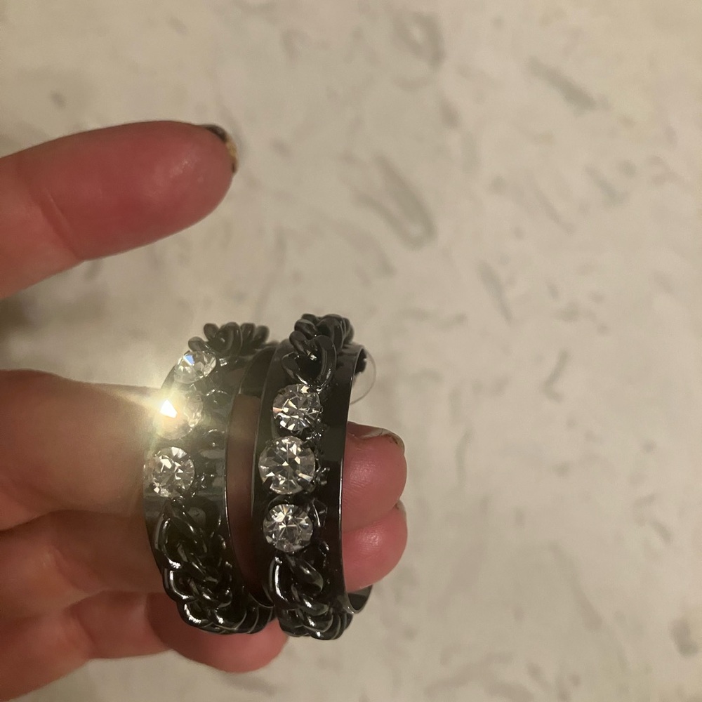 Rocker Chic Hoop Rhinestone and Crystal Earrings